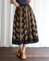 〔No.9418〕綿シルク花影刺繍スカート【2027年5月中旬入荷予定】