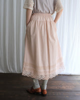 〔No.9475〕コットンワッシャーlacyスカート【2027年2月下旬入荷予定】
