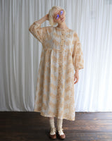 〔No.9415〕綿シルク花影刺繍ワンピース【2027年4月中旬入荷予定】