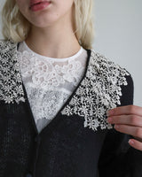 〔No.9439〕silkメランジknitレースカラーカーディガン【2027年4月下旬入荷予定】