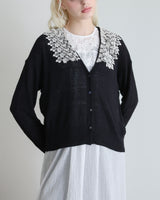 〔No.9439〕silkメランジknitレースカラーカーディガン【2027年4月下旬入荷予定】