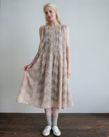 〔No.9416〕綿シルク花影刺繍ノースリーブワンピース【2027年4月中旬入荷予定】