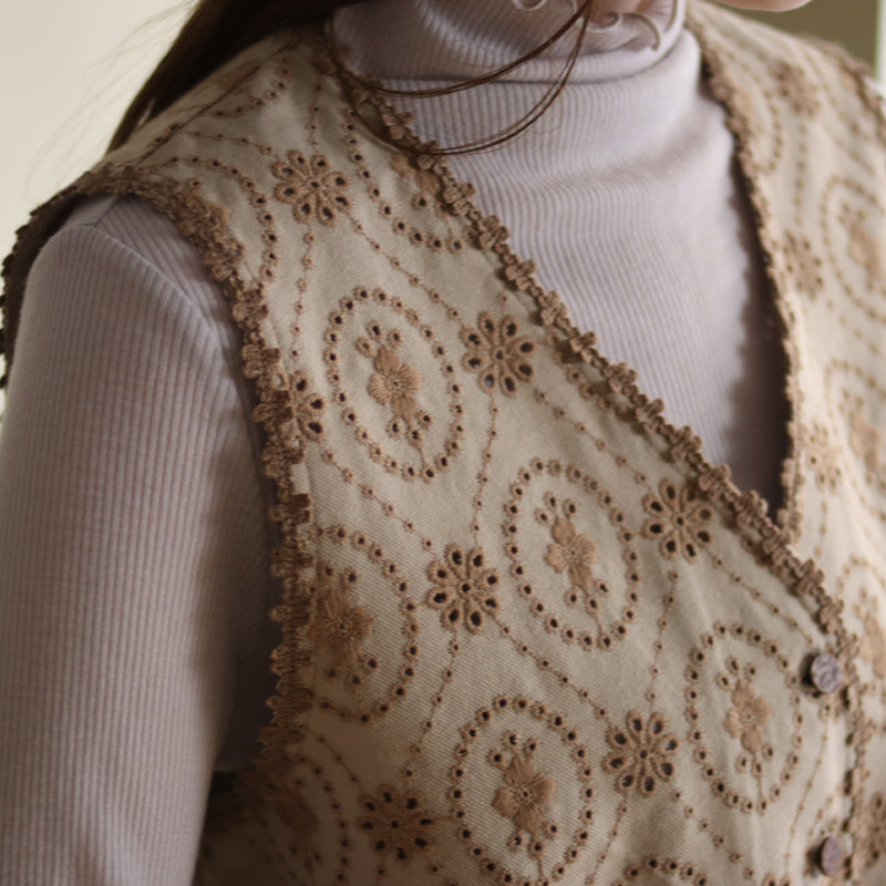 organicコットンemblem刺繍 ベスト