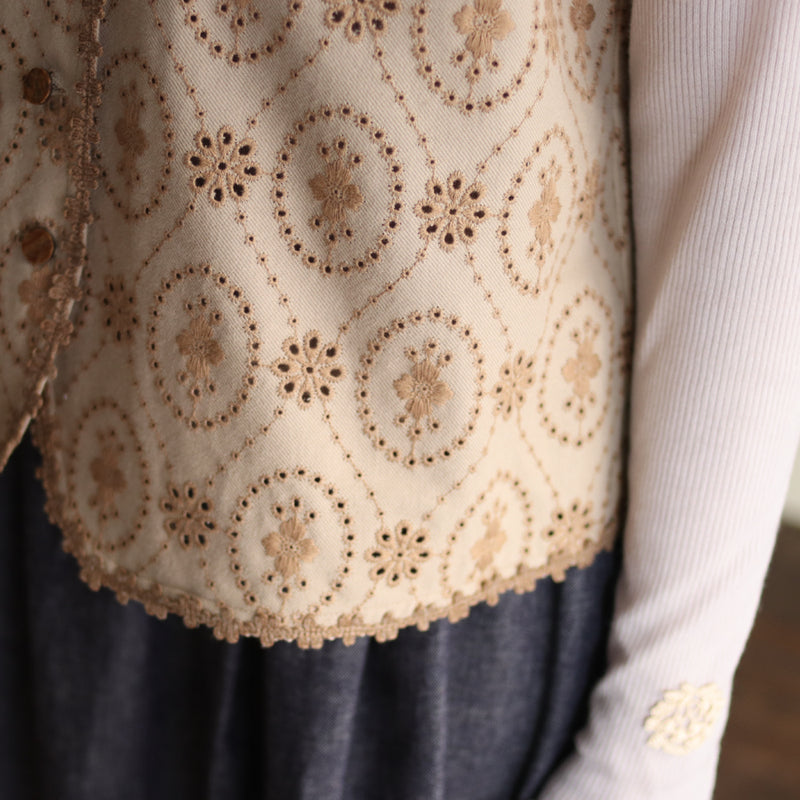 organicコットンemblem刺繍 ベスト