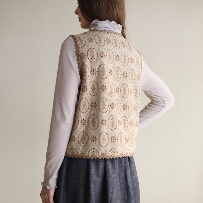 organicコットンemblem刺繍 ベスト