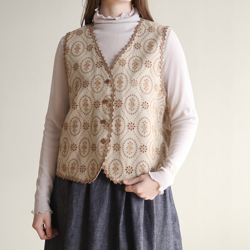 organicコットンemblem刺繍 ベスト