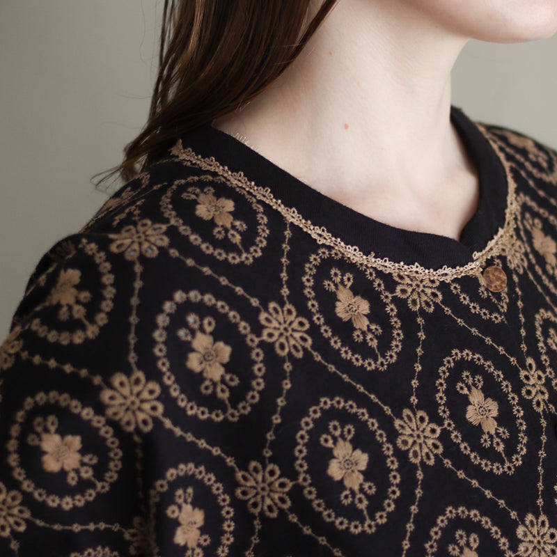 organicコットンemblem刺繍コートワンピース