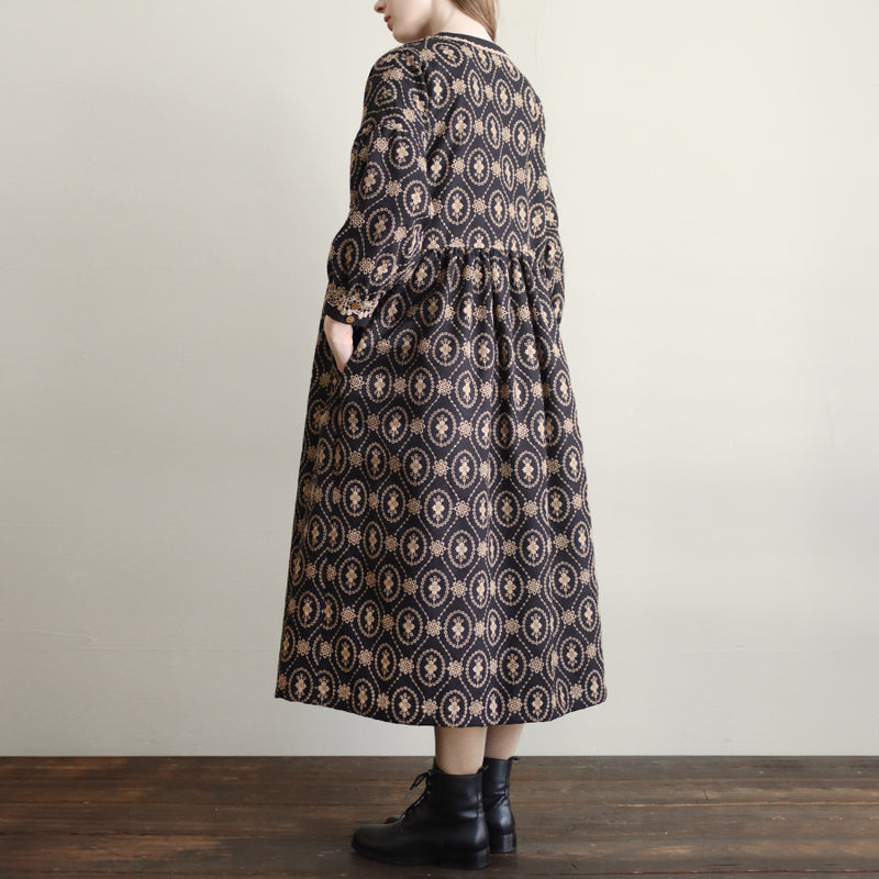 organicコットンemblem刺繍コートワンピース