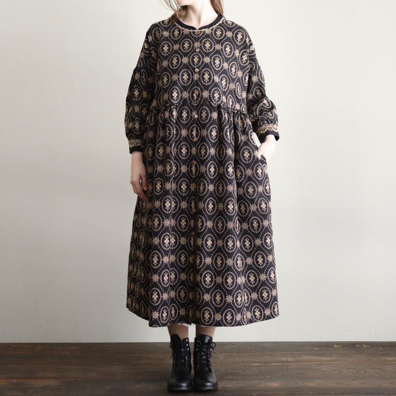 organicコットンemblem刺繍コートワンピース