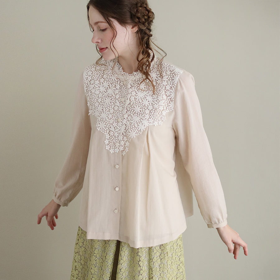 REI THE LACES CHAMBERモヘア 高級コート ベージュ レース