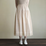 [Scheduled to arrive in late January 2025] Soft cotton lacy long petticoat [Pre-order item/2025ss]