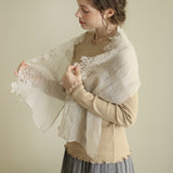 [Scheduled to arrive in early February 2025] Linen gauze lacy petite stole [Pre-order item/2025ss]