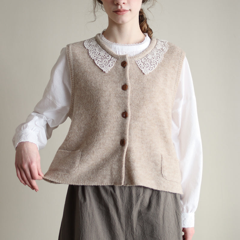 ブークレknit lacyカラーベスト