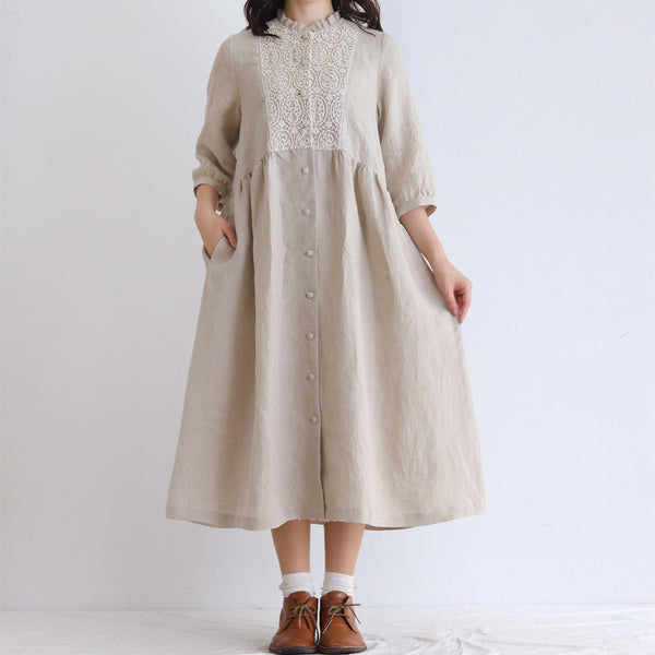 [Scheduled to arrive in early March 2024] 60 Belgian linen lacy dress [Now accepting reservations]