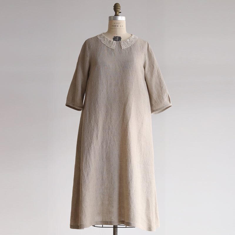 [Scheduled to arrive in mid-March 2024] 60 Belgian linen lacy color dress [Now accepting reservations]