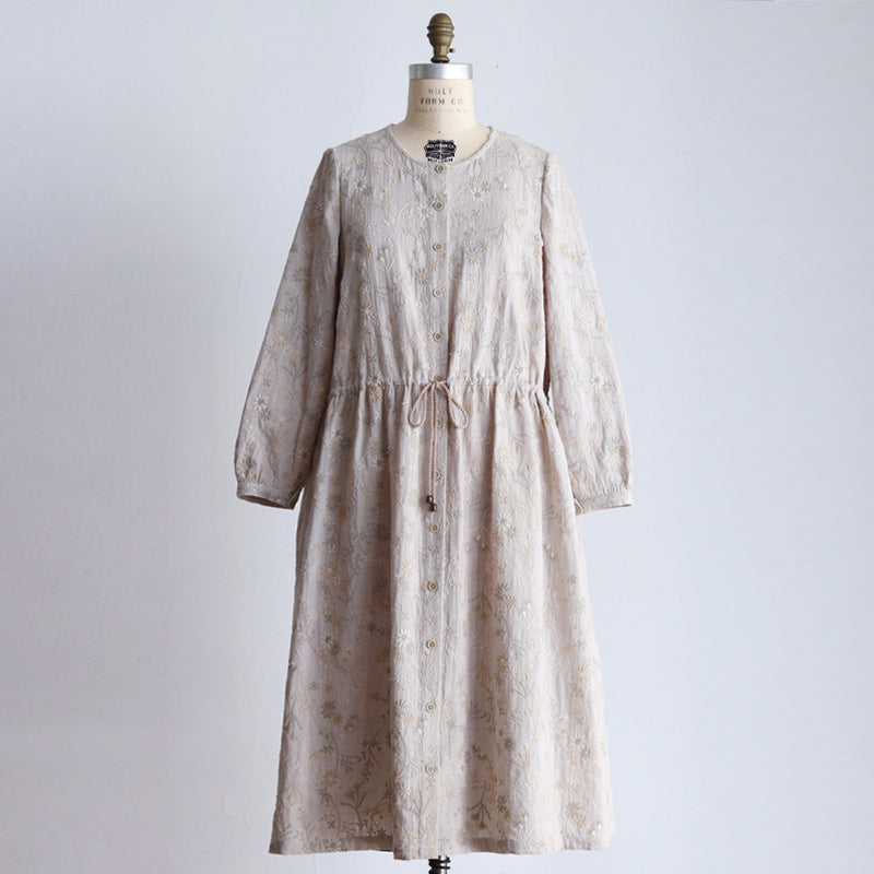 [Planned to ship in late August 2023] Organic double gauze jardin all-embroidered coat dress [accepting reservations]