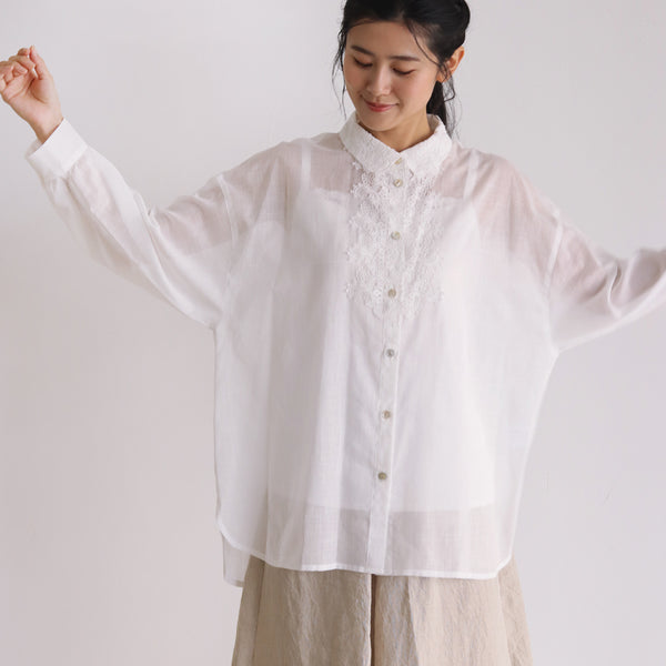 [Scheduled to arrive in late April 2024] Cotton ramie slub long shirt [Now accepting reservations]