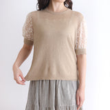 [Scheduled to arrive in late March 2024] French linen knit tulie puff sleeve [Now accepting reservations]