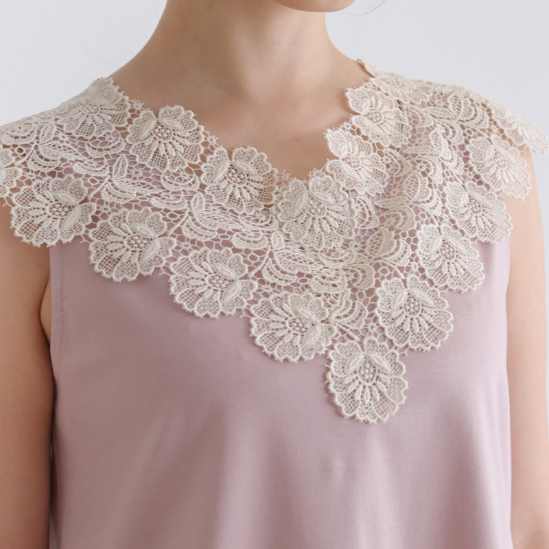 [Scheduled to arrive in mid-April 2024] Cotton smooth lacy tank top [Now accepting reservations]