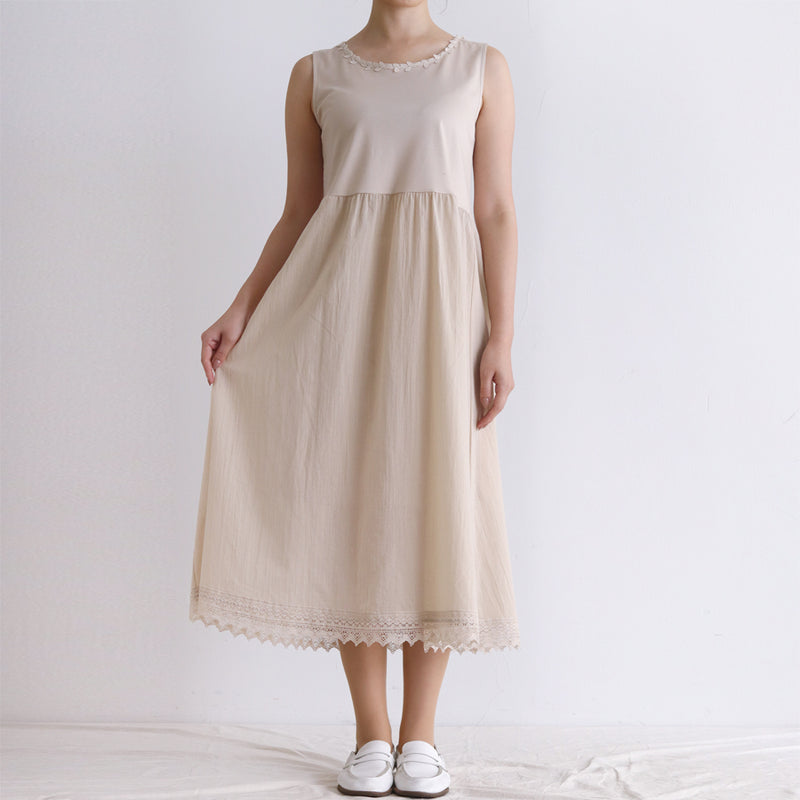 [Scheduled to arrive in late January 2024] Cotton smooth 80 soft cotton combination inner sleeveless dress [Now accepting reservations]