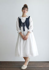 [No.9259] Gaun Kerah Frill Katun Washed Natural [Perkiraan Tersedia Akhir Mei 2026]
