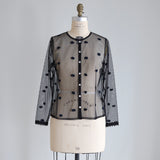 Sheer Tulle Pompom Embroidered Cardigan