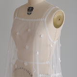Sheer Tulle Pom-pom Embroidered Cami Dress
