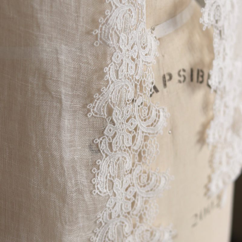 [Scheduled to arrive in early February 2025] Linen gauze lacy petite stole [Pre-order item/2025ss]