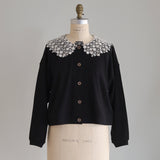 [No.9256] Kardigan Berenda Kerah Linen Belgia C [Diperkirakan tiba akhir Mei 2026]