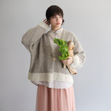 〔No.9329〕ベビーアルパカknitツートンカーディ【2026年9月下旬入荷予定】