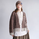 〔No.9329〕ベビーアルパカknitツートンカーディ【2026年9月下旬入荷予定】