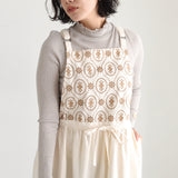 organicコットンemblem刺繍 エプロンワンピース