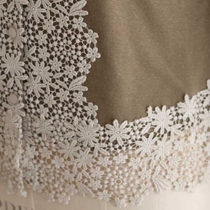 [Scheduled to arrive in late March 2025] C Belgian linen lacy cardigan [Pre-order item/2025ss]