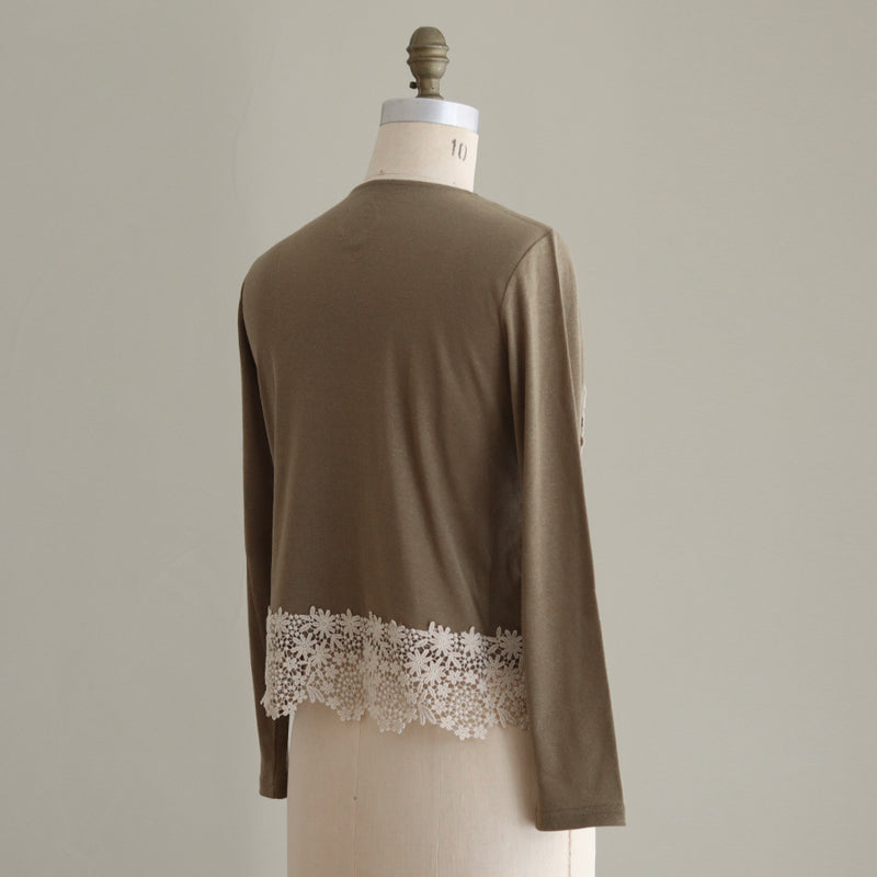 [Scheduled to arrive in late March 2025] C Belgian linen lacy cardigan [Pre-order item/2025ss]