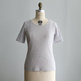 [No.9244] Atasan Dalam Lengan Empat Perempat Berenda Sulam Katun Washer Tulle [Pre-Order Akhir Mei 2026]