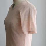 [No.9244] Atasan Dalam Lengan Empat Perempat Berenda Sulam Katun Washer Tulle [Pre-Order Akhir Mei 2026]