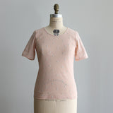 [No.9244] Atasan Dalam Lengan Empat Perempat Berenda Sulam Katun Washer Tulle [Pre-Order Akhir Mei 2026]