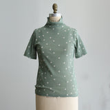 [No.9243] Dalaman Katun Washer Tulle Bordir Botol Lengan Tiga Perempat [Perkiraan Tersedia Akhir Mei 2026]