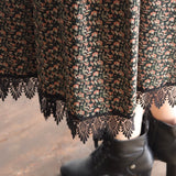 コーデュロイプリントティアードスカート