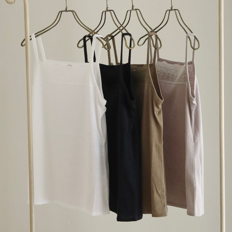 [Scheduled to arrive in late April 2025] C Belgian linen lacy camisole [Pre-order item/2025ss]