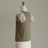 [Scheduled to arrive in late April 2025] C Belgian linen lacy T-shirt [Pre-order item/2025ss]