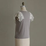 [Scheduled to arrive in late April 2025] C Belgian linen lacy T-shirt [Pre-order item/2025ss]