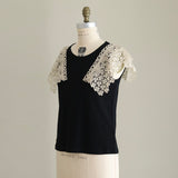 [Scheduled to arrive in late April 2025] C Belgian linen lacy T-shirt [Pre-order item/2025ss]