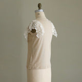 [Scheduled to arrive in late April 2025] C Belgian linen lacy T-shirt [Pre-order item/2025ss]