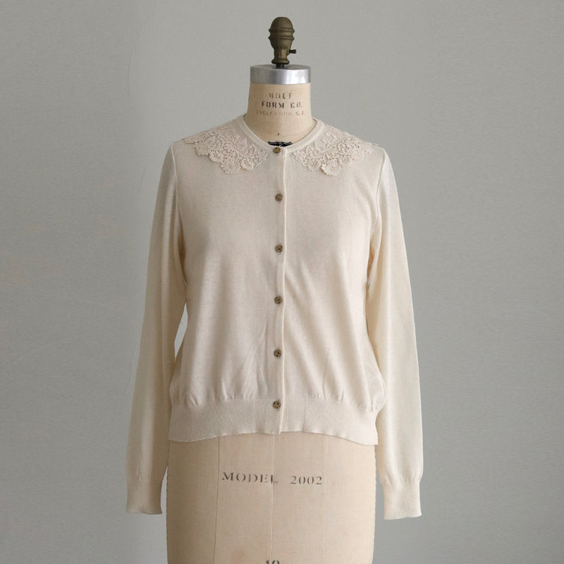 コットンカシミヤkint  lacyカラーカーディガン