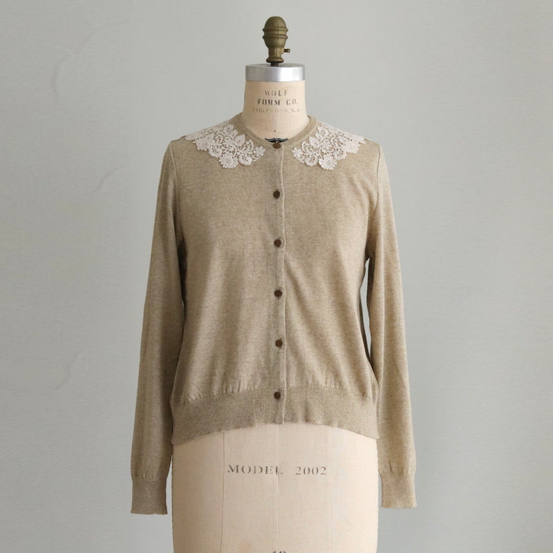 コットンカシミヤkint  lacyカラーカーディガン