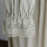 [No.9259] Gaun Kerah Frill Katun Washed Natural [Perkiraan Tersedia Akhir Mei 2026]