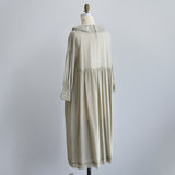 [No.9259] Gaun Kerah Frill Katun Washed Natural [Perkiraan Tersedia Akhir Mei 2026]