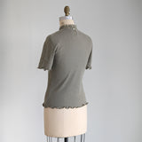 organicコットンテレコlacyカラー四分袖インナー