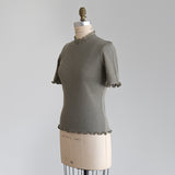 organicコットンテレコlacyカラー四分袖インナー